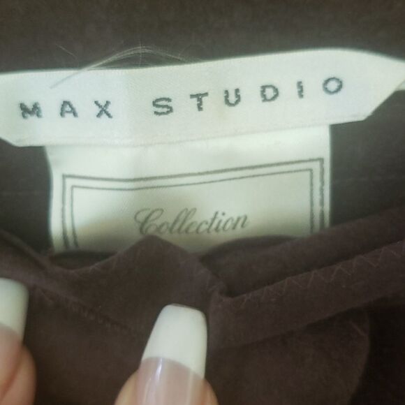 Max Studio Faux Suede Velvet Skater Skirt - Picture 3 of 9